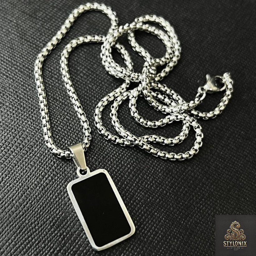 Silver Square Gemstone Pendant